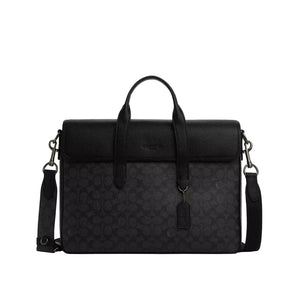 Sullivan Portfolio Brief In Signature Canvas 'Signature Canvas Gunmetal Charcoal Black'