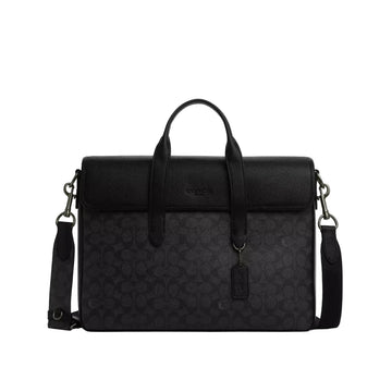 Sullivan Portfolio Brief In Signature Canvas 'Signature Canvas Gunmetal Charcoal Black'