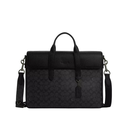 Sullivan Portfolio Brief In Signature Canvas 'Signature Canvas Gunmetal Charcoal Black'