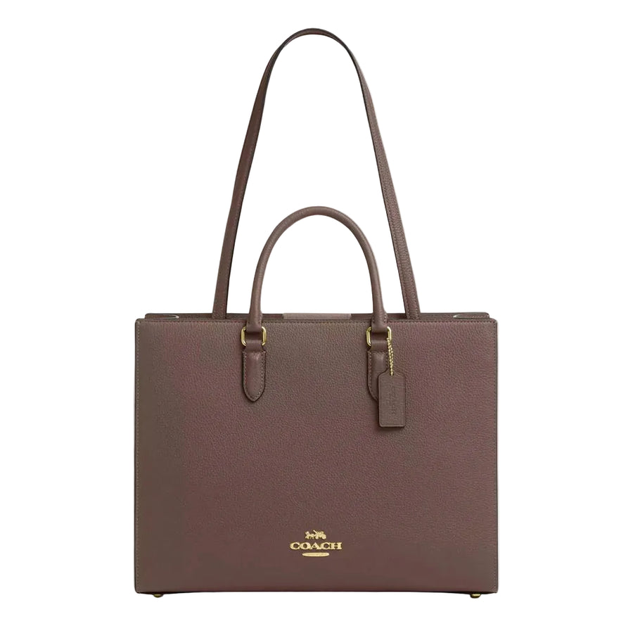 Coach Maggie Tote Bag 'Pebbled Leather Gold Dark Stone'