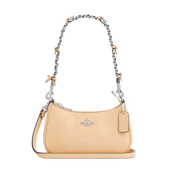 Coach Teri Mini Crossbody Bag With Bows 'Crinkle Leather Silver Light Sand'