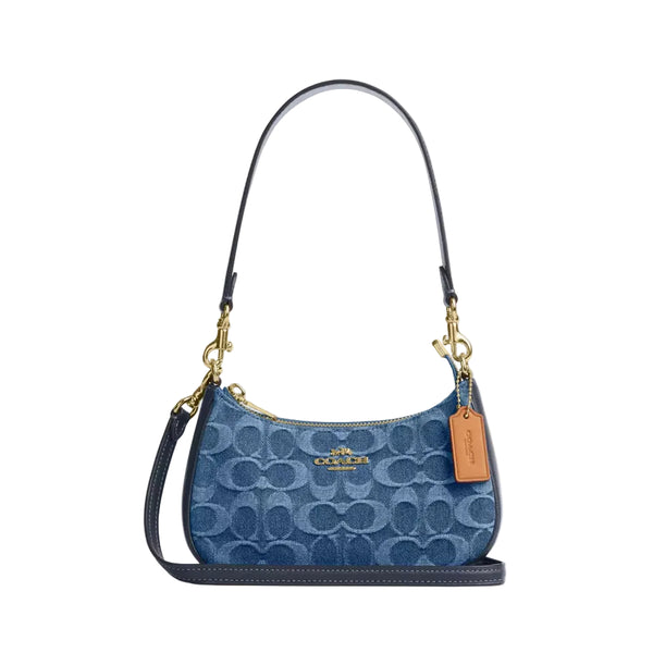 Coach Teri Shoulder Bag In Signature Denim 'Denim Gold Indigo'