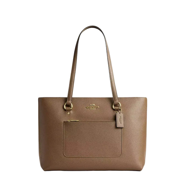 Coach Station Tote Bag 'Crossgrain Leather Gold Dark Stone'