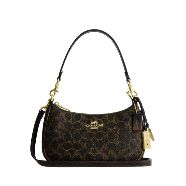 Coach Teri Shoulder Bag In Loved Signature Canvas With Charms 'Signature Canvas Gold Brown'