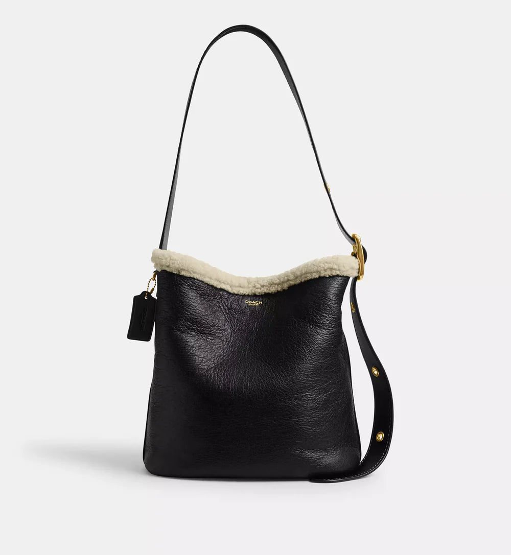 Coach Bleecker Bucket Bag In Shearling 'Shearling Brass Black Natural'