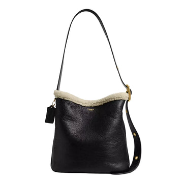 Coach Bleecker Bucket Bag In Shearling 'Shearling Brass Black Natural'
