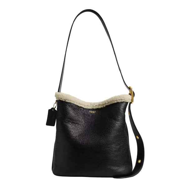Coach Bleecker Bucket Bag In Shearling 'Shearling Brass Black Natural'