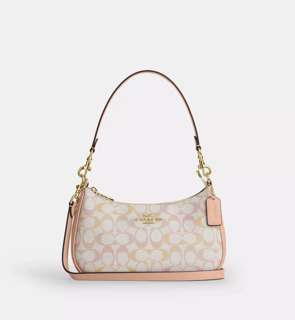 Coach Teri Shoulder Bag In Signature Canvas 'Signature Canvas Gold Chalk Pink'