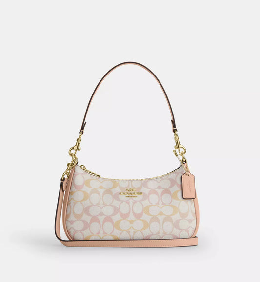 Coach Teri Shoulder Bag In Signature Canvas 'Signature Canvas Gold Chalk Pink'