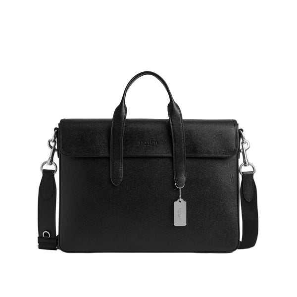 Coach Sullivan Portfolio Brief 'Crossgrain Leather Silver Black'