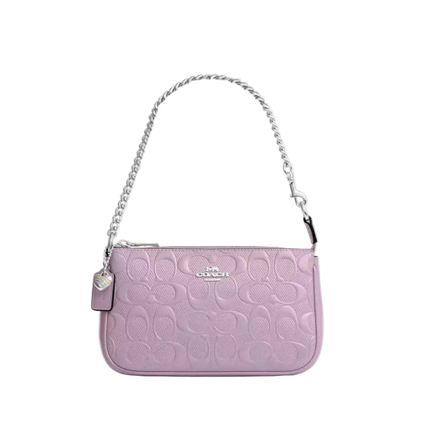 Coach Nolita 19 In Signature Leather With Heart Charm 'Patent Leather Silver Light Violet'