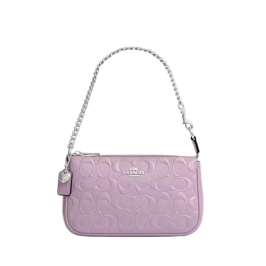 Coach Nolita 19 In Signature Leather With Heart Charm 'Patent Leather Silver Light Violet'