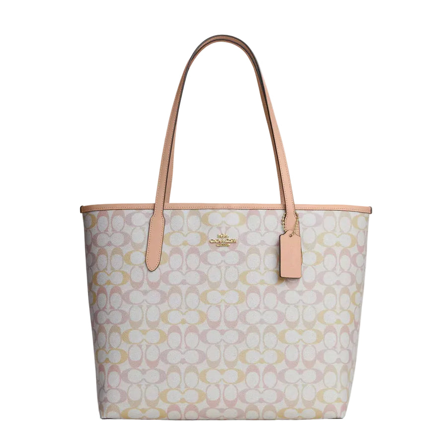 Coach City Tote Bag In Pretty Signature Canvas 'Signature Canvas Chalk Pink'