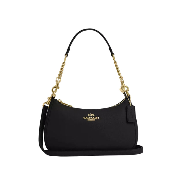 Coach Teri Shoulder Bag 'Pebbled Leather Gold Black'