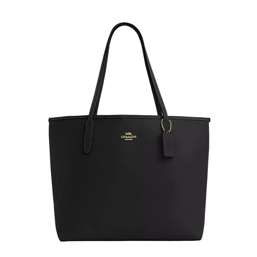 Coach City Tote Bag 'Pebbled Leather Gold Black'