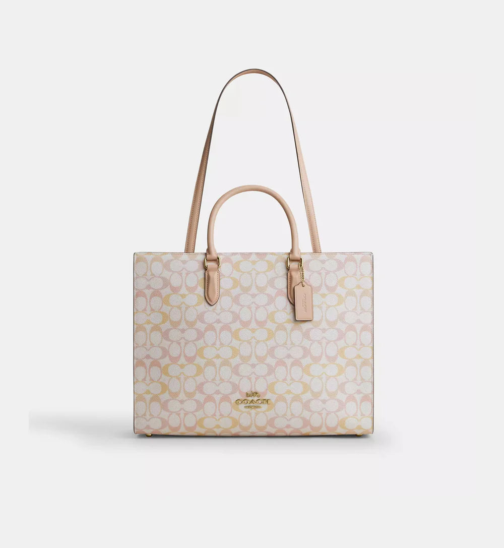 Coach Maggie Tote Bag In Pretty Signature Canvas 'Signature Canvas In Chalk Pink'