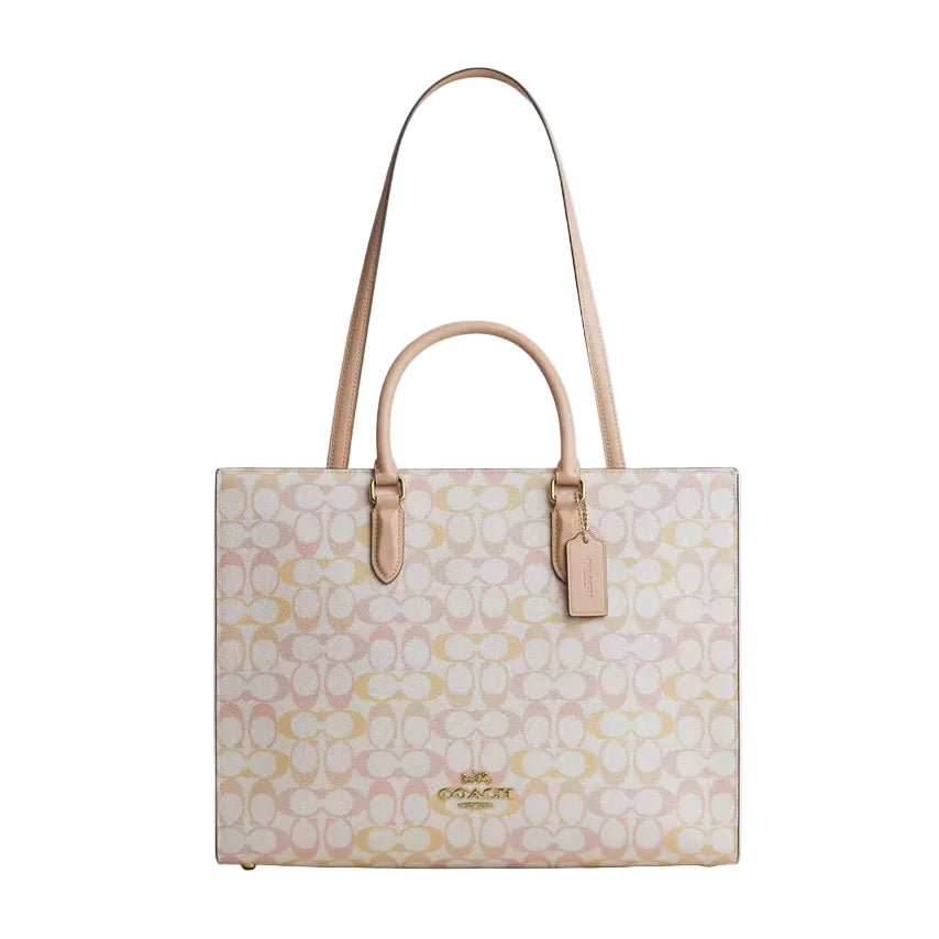 Coach Maggie Tote Bag In Pretty Signature Canvas 'Signature Canvas In Chalk Pink'