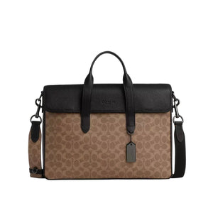 Sullivan Portfolio Brief In Signature Canvas 'Signature Canvas Gunmetal Tan Black'