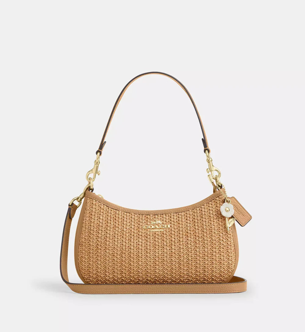 Coach Teri Shoulder Bag With Charm 'Straw Im Toast'
