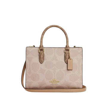Coach Maggie Small Tote Bag In Blocked Signature Canvas 'Signature Canvas Gold Sand Tan'