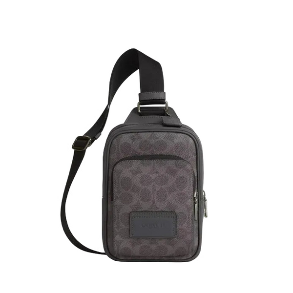 Coach Racer Sling Pack In Signature Canvas 'Signature Canvas Gunmetal Grey Charcoal'