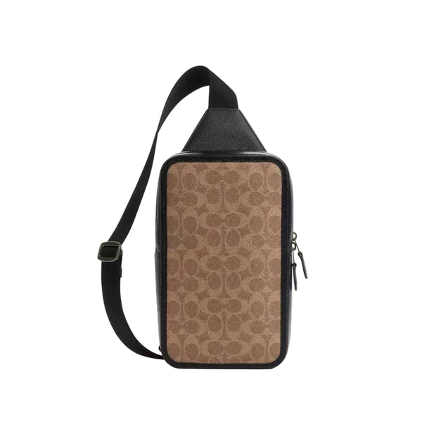 Coach Sullivan Pack In Signature Canvas 'Signature Canvas Gunmetal Tan Black'