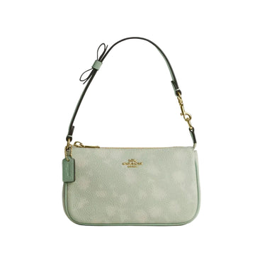 Coach Nolita 19 With Floral Print And Bow 'Pebbled Leather Gold Pale Green'