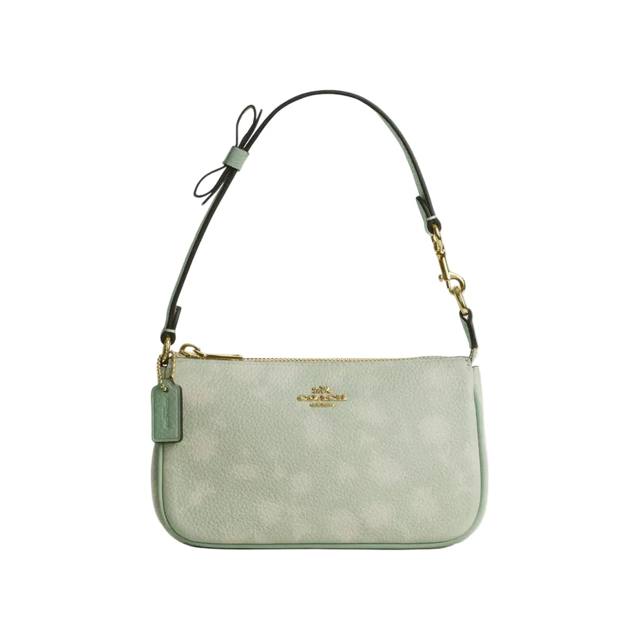Coach Nolita 19 With Floral Print And Bow 'Pebbled Leather Gold Pale Green'