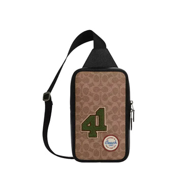 Coach Sullivan Pack In Signature Canvas With Patches 'Signature Canvas Gunmetal Tan Multi'