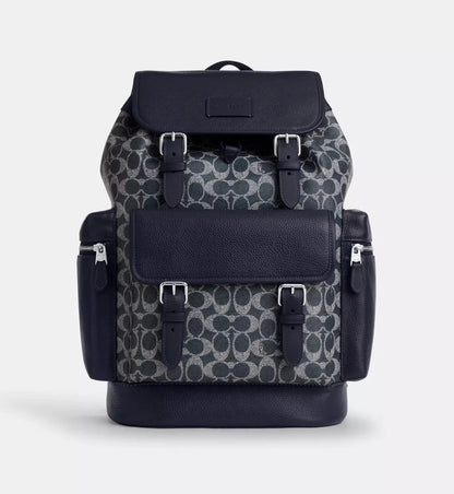 Coach Sprint Backpack In Colorblock Signature Canvas 'Signature Canvas Silver Denim Chalk'