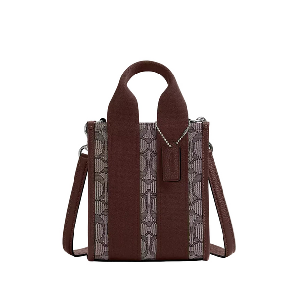 Coach Smith Mini Tote Bag In Signature Jacquard 'Signature Jacquard Silver Oak Maple'