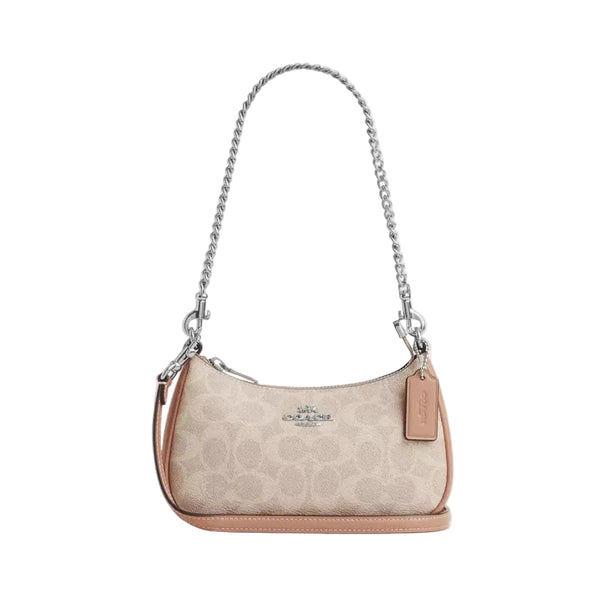 Coach Teri Mini Crossbody Bag In Signature Canvas 'Signature Canvas Silver Sand Taupe'