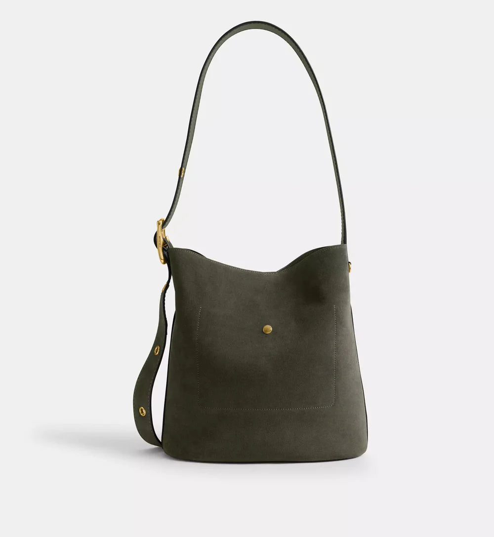 Coach Bleecker Bucket Bag 'Suede Brass Olive'