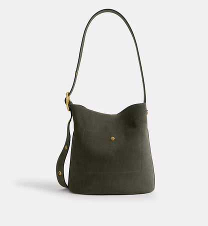 Coach Bleecker Bucket Bag 'Suede Brass Olive'