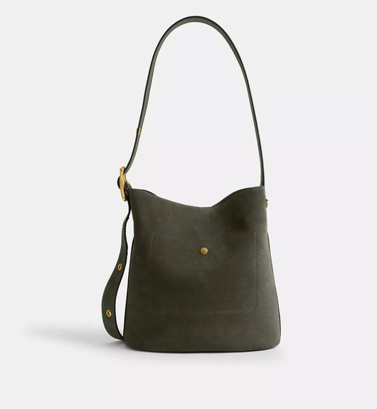 Coach Bleecker Bucket Bag 'Suede Brass Olive'