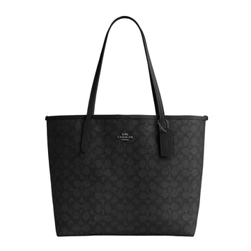 Coach City Tote Bag In Signature Canvas 'Signature Canvas Gunmetal Charcoal Black'