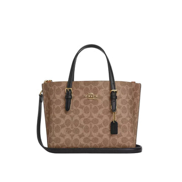 Coach Mollie Tote Bag 25 In Signature Canvas 'Signature Canvas Gold Tan Black'