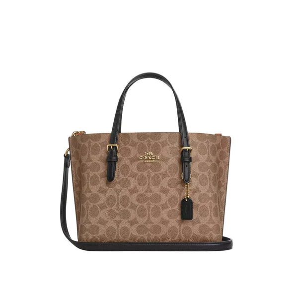 Coach Mollie Tote Bag 25 In Signature Canvas 'Signature Canvas Gold Tan Black'