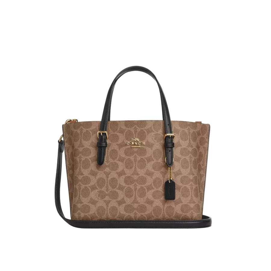 Coach Mollie Tote Bag 25 In Signature Canvas 'Signature Canvas Gold Tan Black'