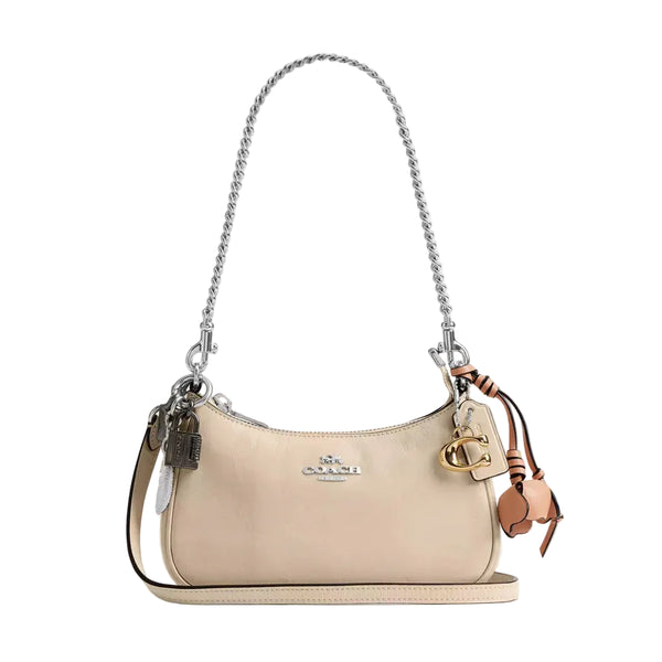 Coach Teri Mini Crossbody Bag With Charms 'Glazed Leather Silver Lvory'