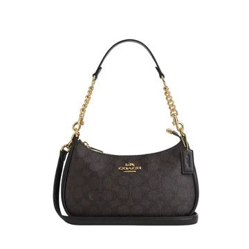 Coach Teri Shoulder Bag In Signature Canvas 'Signature Canvas Gold Walnut Black'