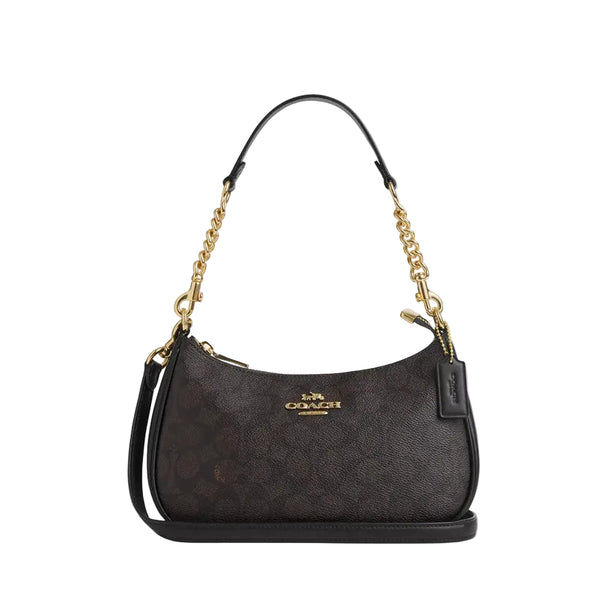 Coach Teri Shoulder Bag In Signature Canvas 'Signature Canvas Gold Walnut Black'
