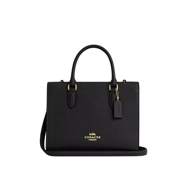 Coach Maggie Small Tote Bag 'Pebbled Leather Gold Black'