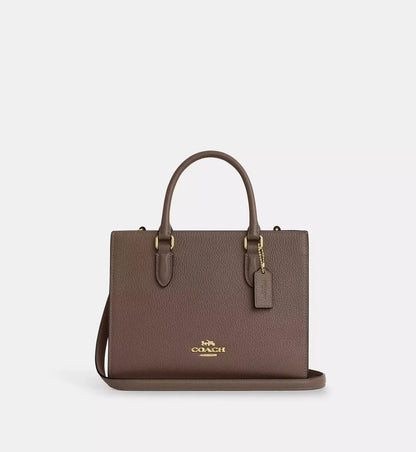 Coach Maggie Small Tote Bag 'Pebbled Leather Gold Dark Stone'