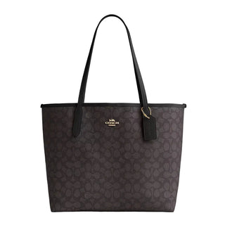Coach City Tote Bag In Signature Canvas 'Signature Canvas Gold Walnut Black'
