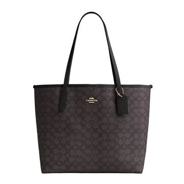Coach City Tote Bag In Signature Canvas 'Signature Canvas Gold Walnut Black'
