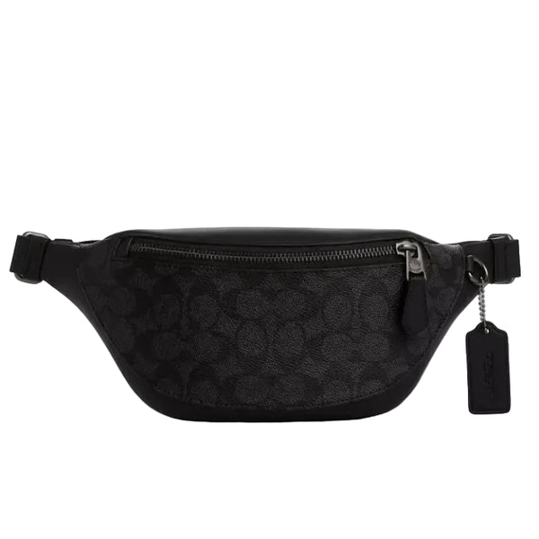 Coach Warren Mini Belt Bag In Signature Canvas 'Signature Canvas Gunmetal Charcoal Black'