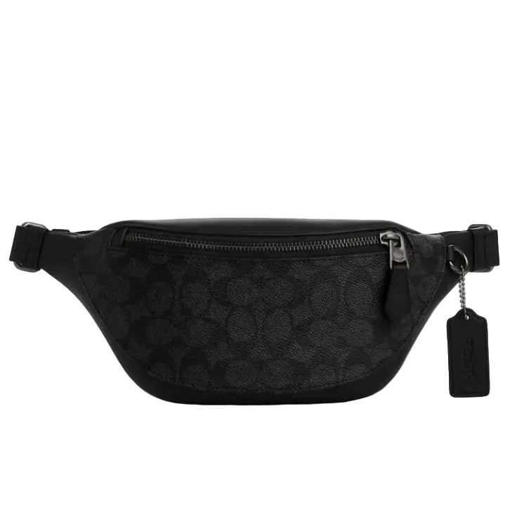 Coach Warren Mini Belt Bag In Signature Canvas 'Signature Canvas Gunmetal Charcoal Black'