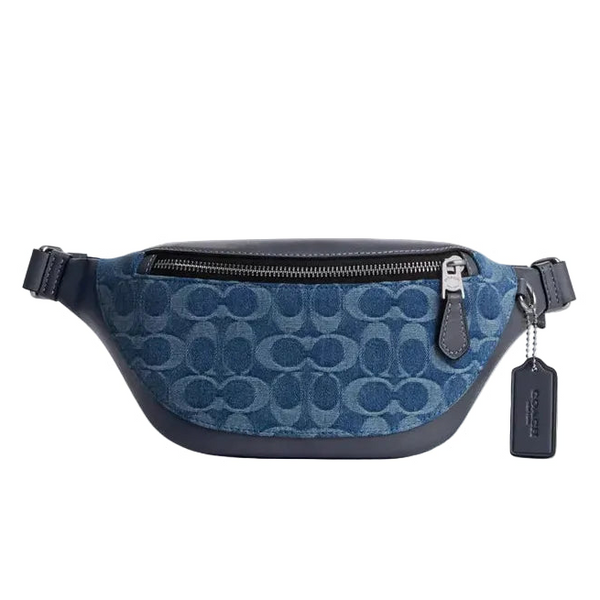 Coach Warren Mini Belt Bag In Signature Denim 'Denim Silver Denim'