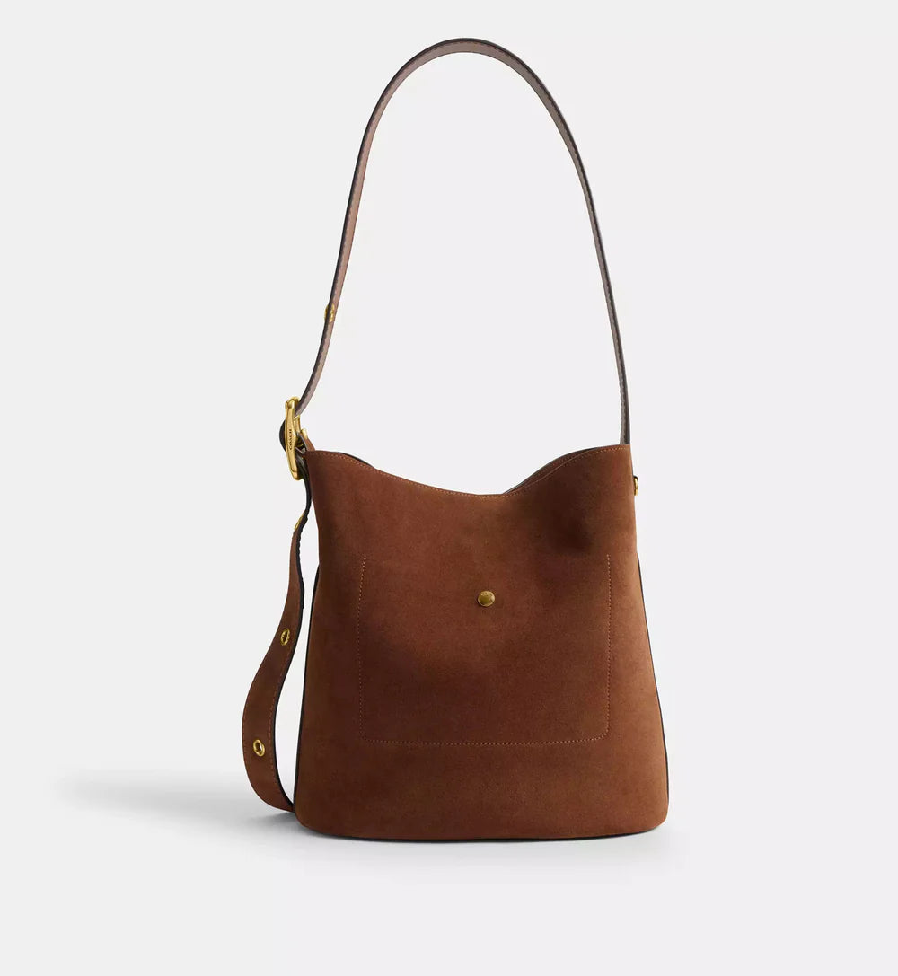 Coach Bleecker Bucket Bag 'Suede Brass Warm Brown'